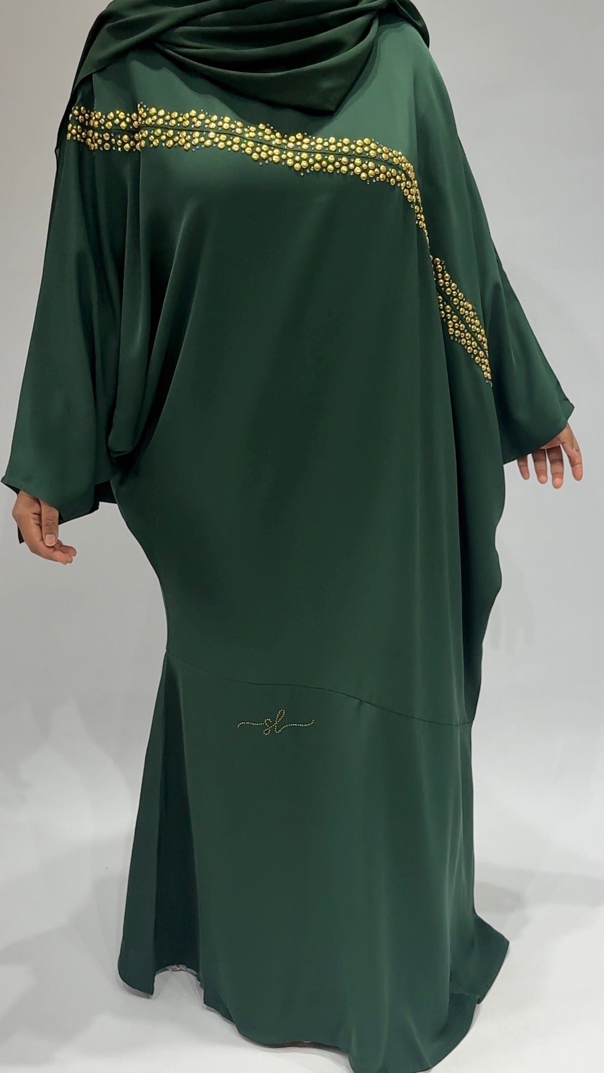 Green Gold Studded Abaya