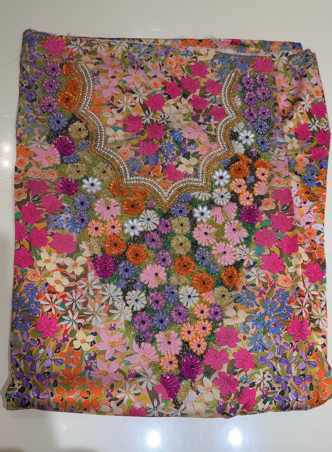 Wildflower Garden Embellished Mukhawar – Unstitched