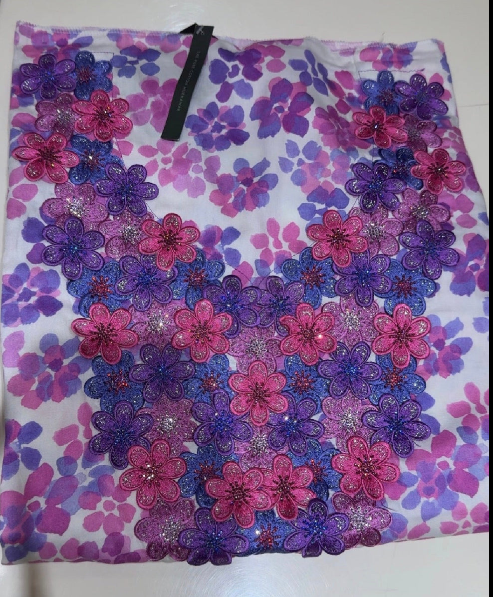 Purple & Pink Blossom Luxe Mukhawar-unstitched
