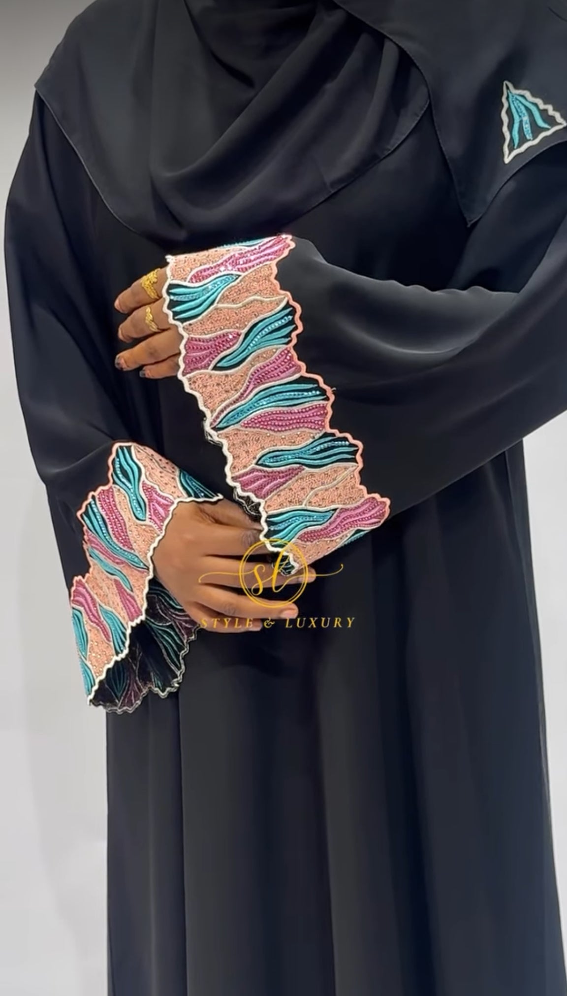 Wave Sleeve Design Abaya