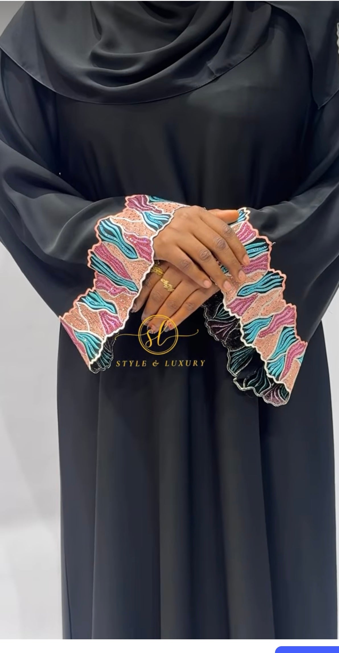 Wave Sleeve Design Abaya