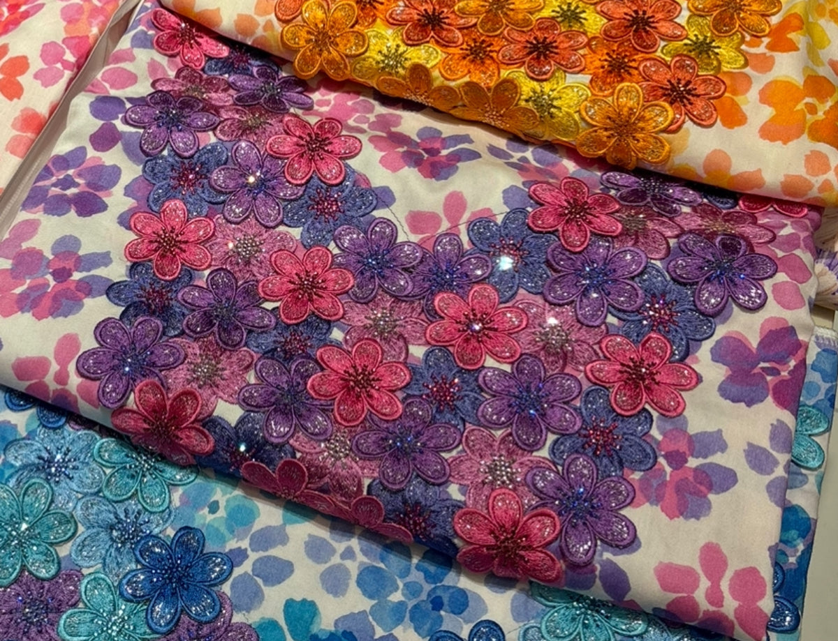 Purple & Pink Blossom Luxe Mukhawar-unstitched