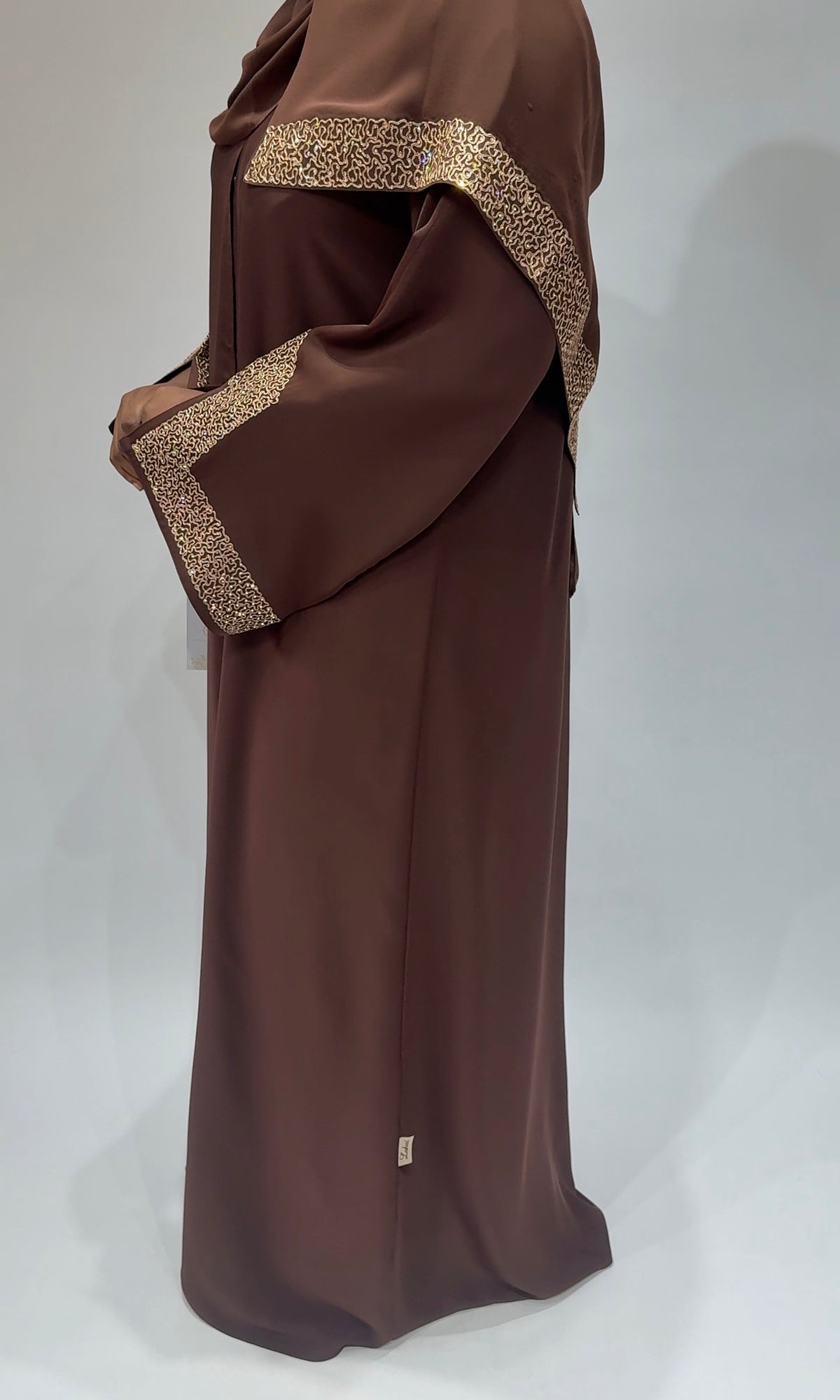 Cocoa Gold Embroidery Abaya