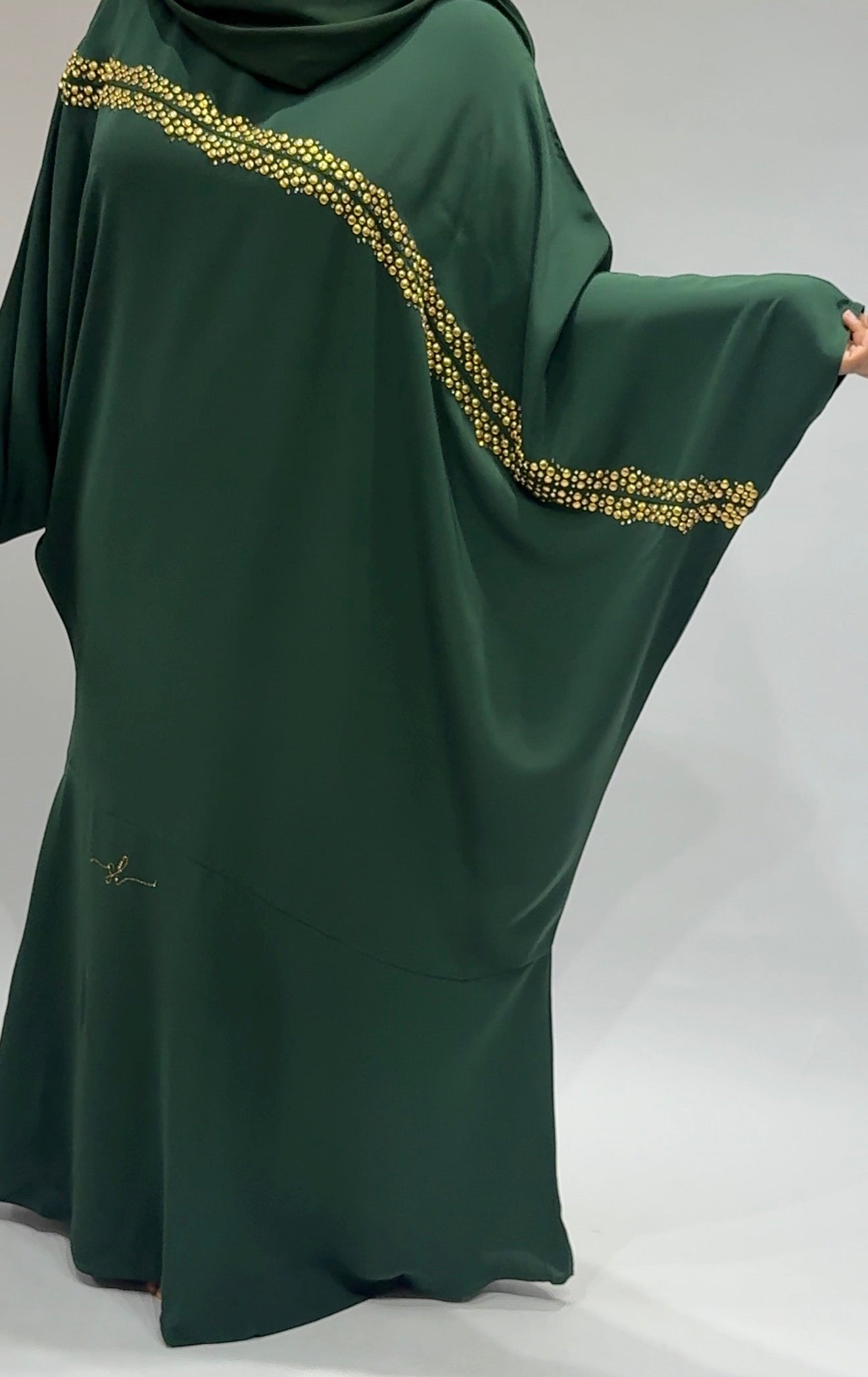 Green Gold Studded Abaya