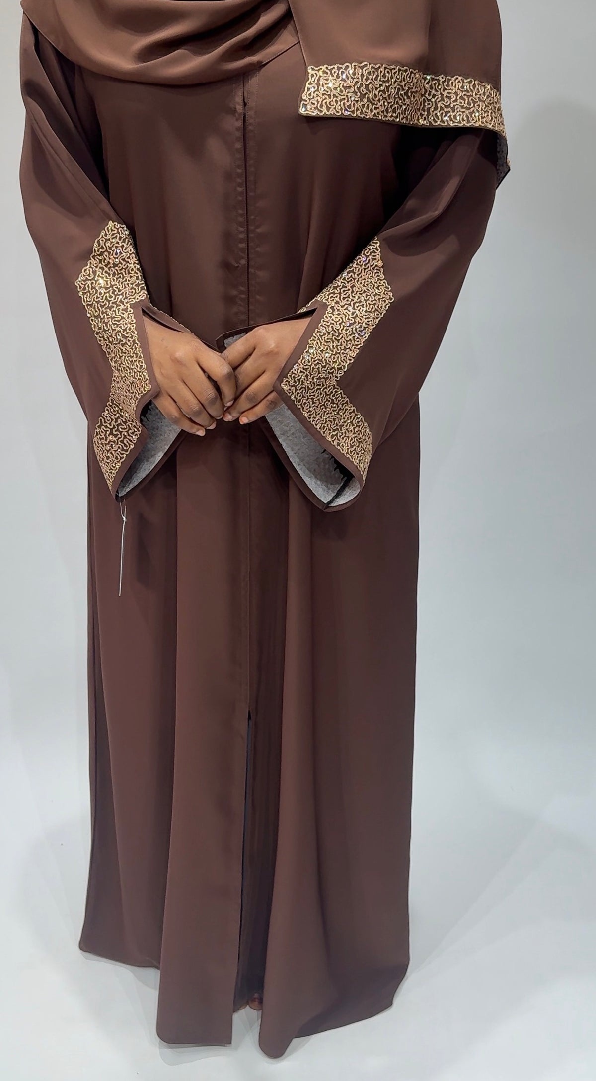 Cocoa Gold Embroidery Abaya