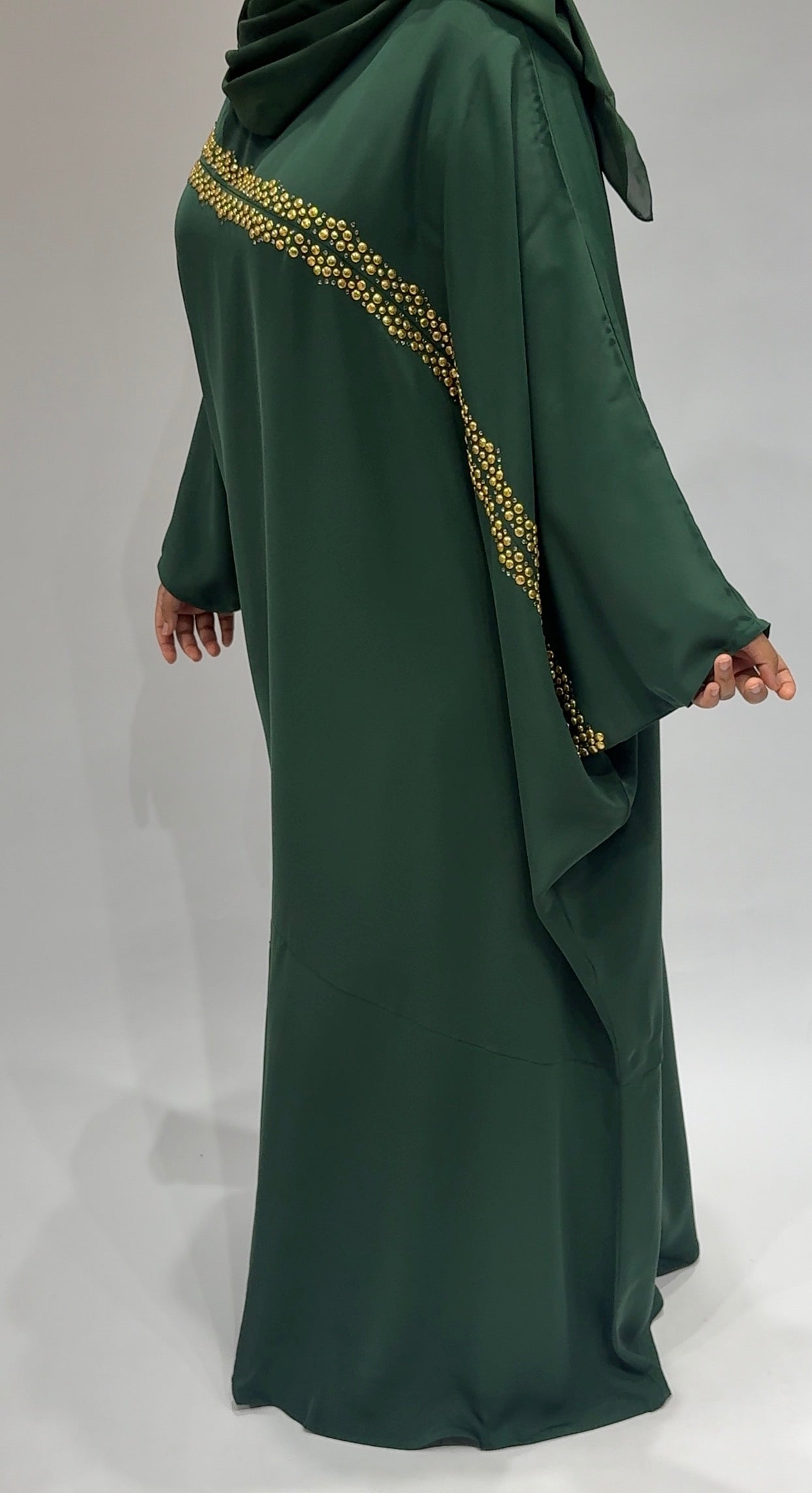 Green Gold Studded Abaya