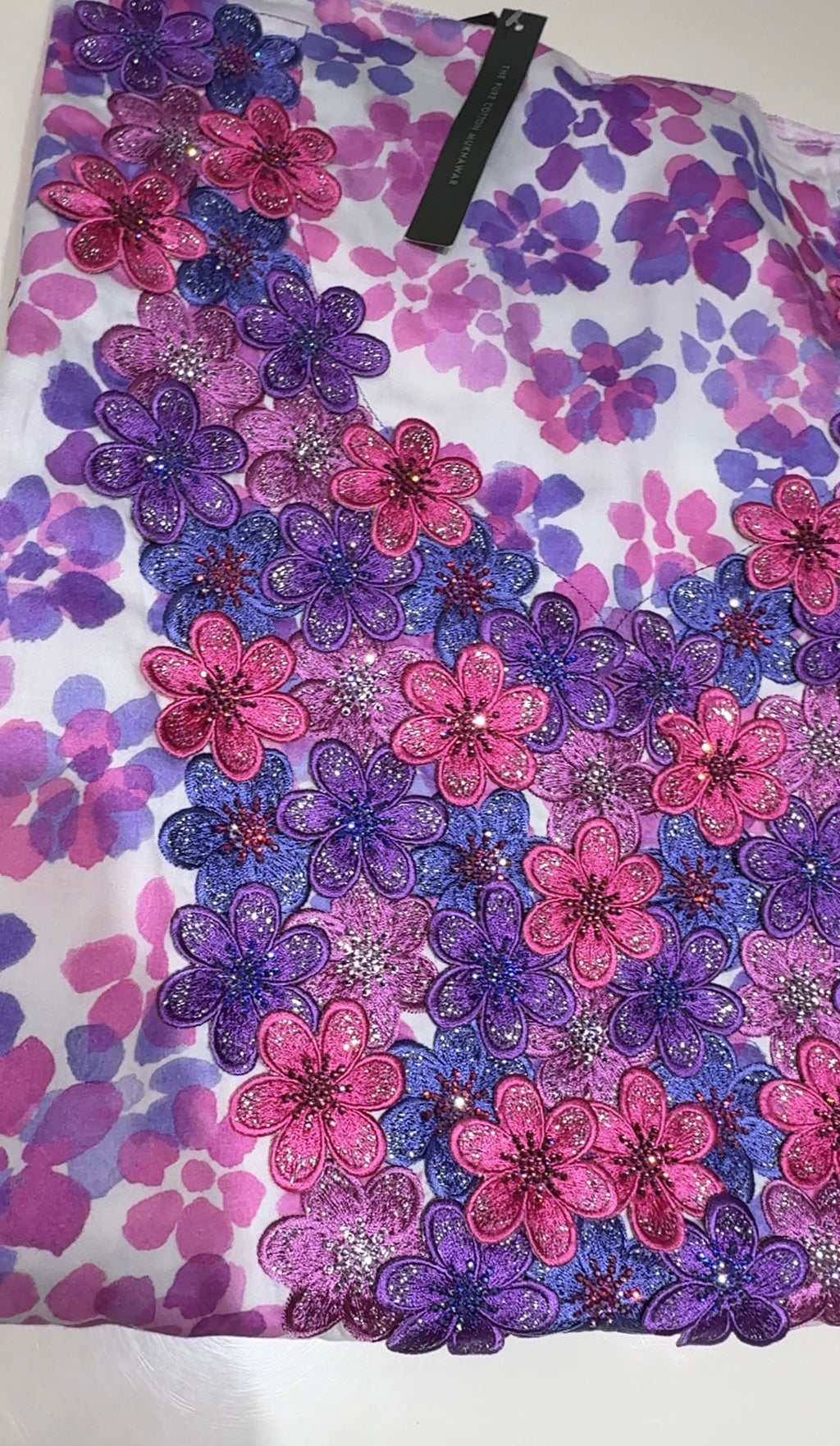 Purple & Pink Blossom Luxe Mukhawar-unstitched