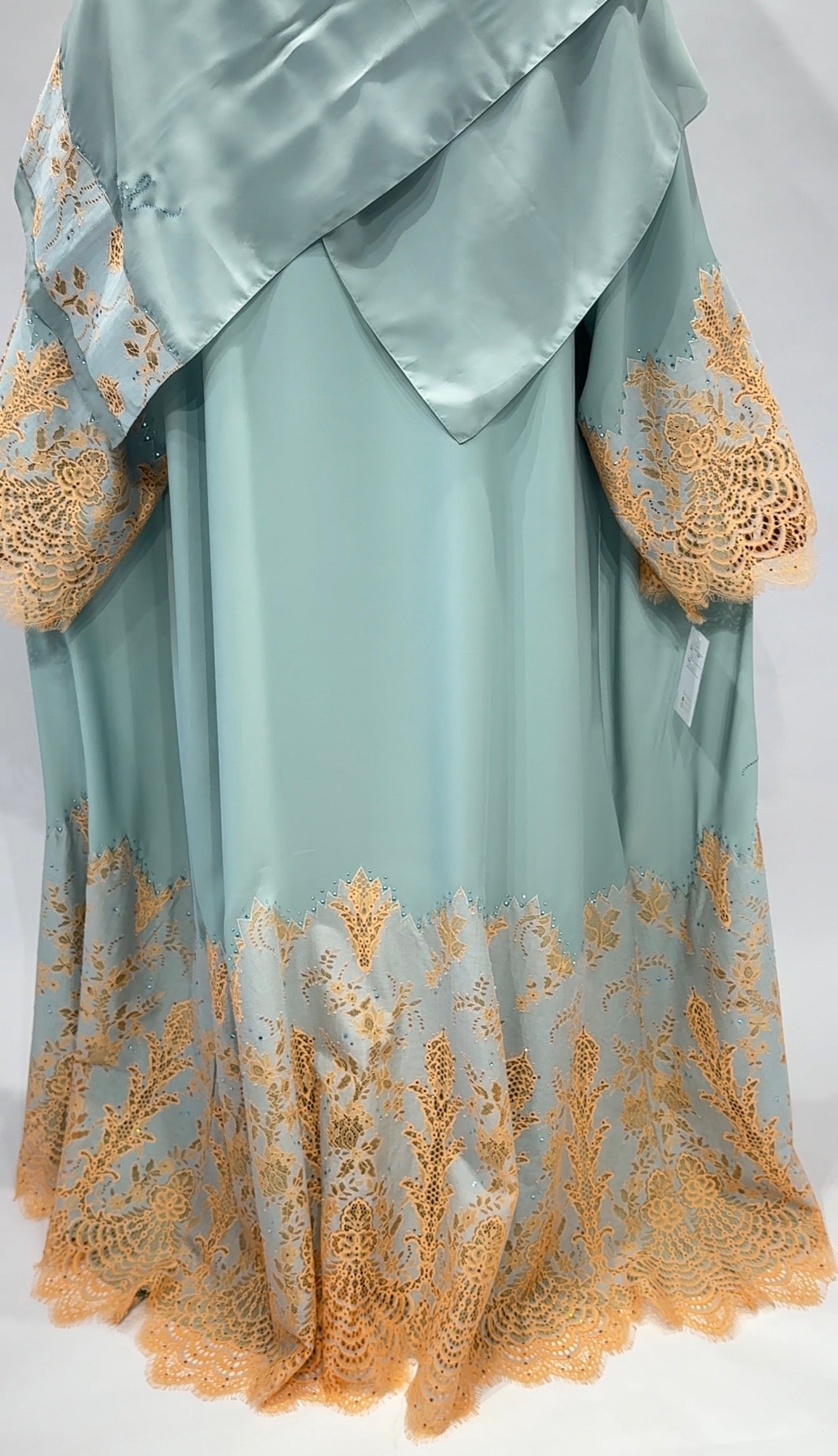 Luxury Dantel Lace Embroidered,Exclusive-Abaya with Stones