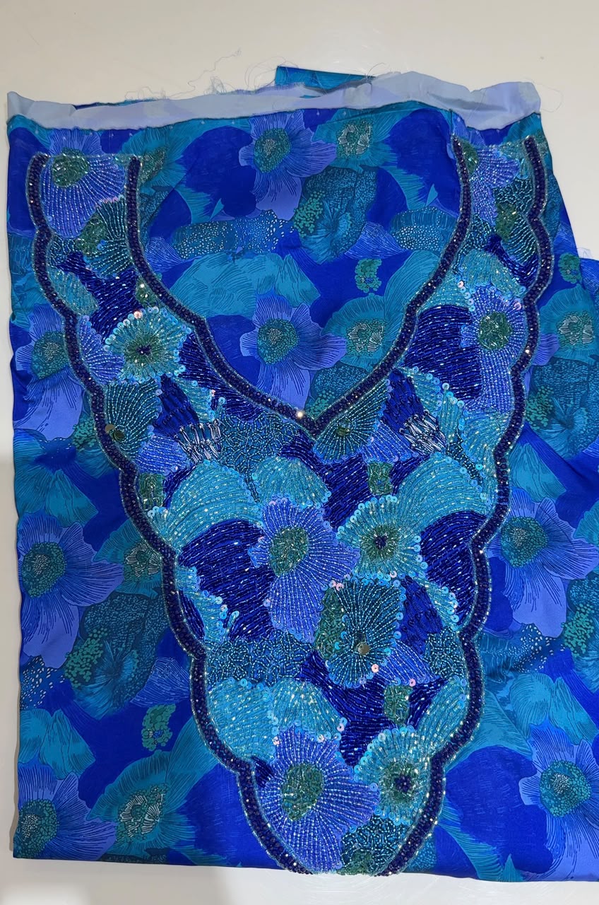 Sapphire Bloom Embellished Mukhawar – Unstitched