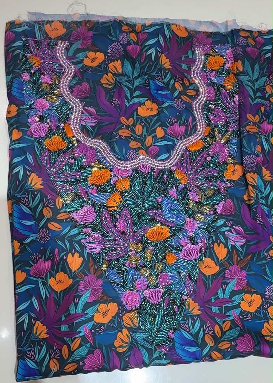 Midnight Tropics Embellished Mukhawar – Unstitched