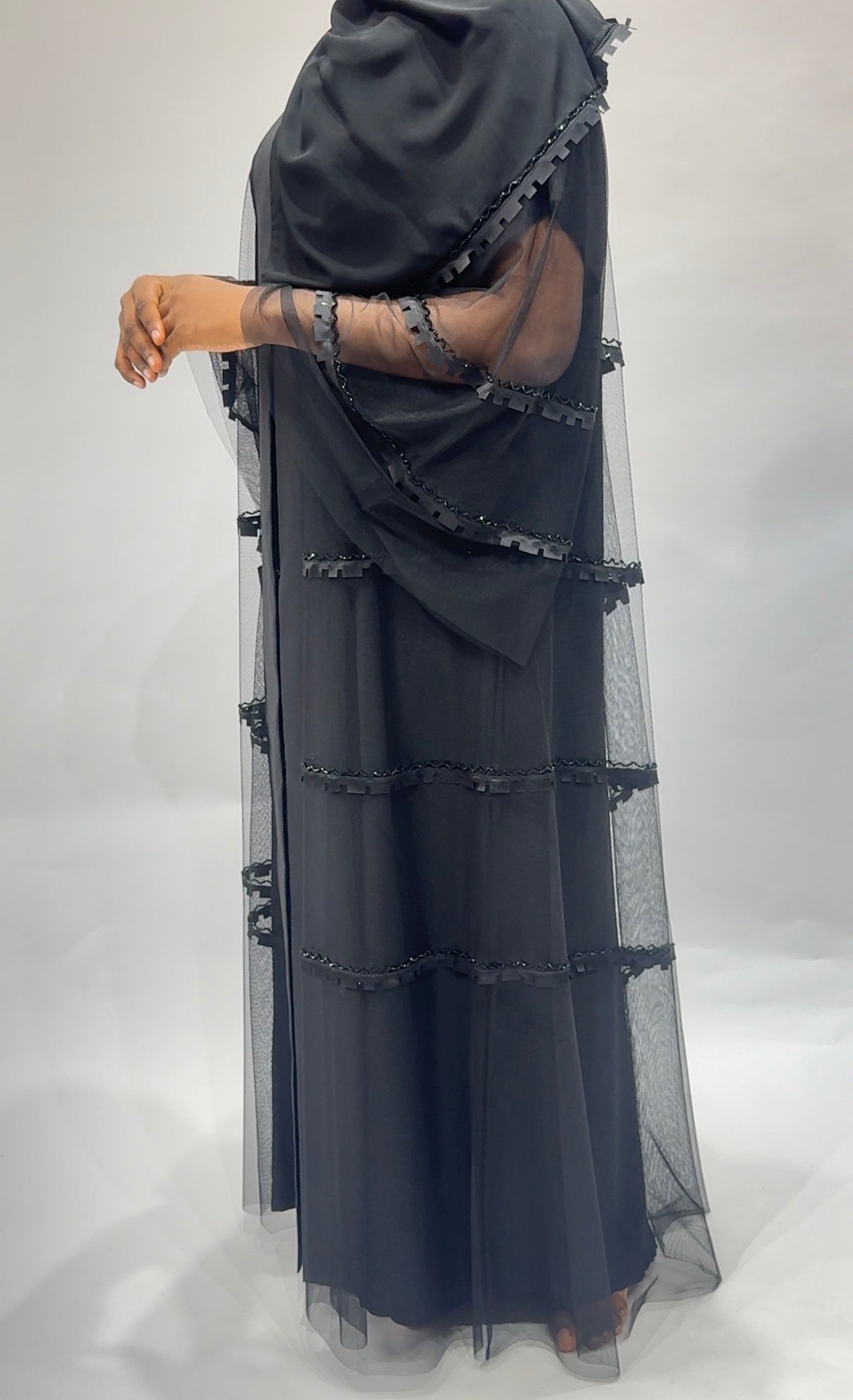 Transparent Black Abaya no inner