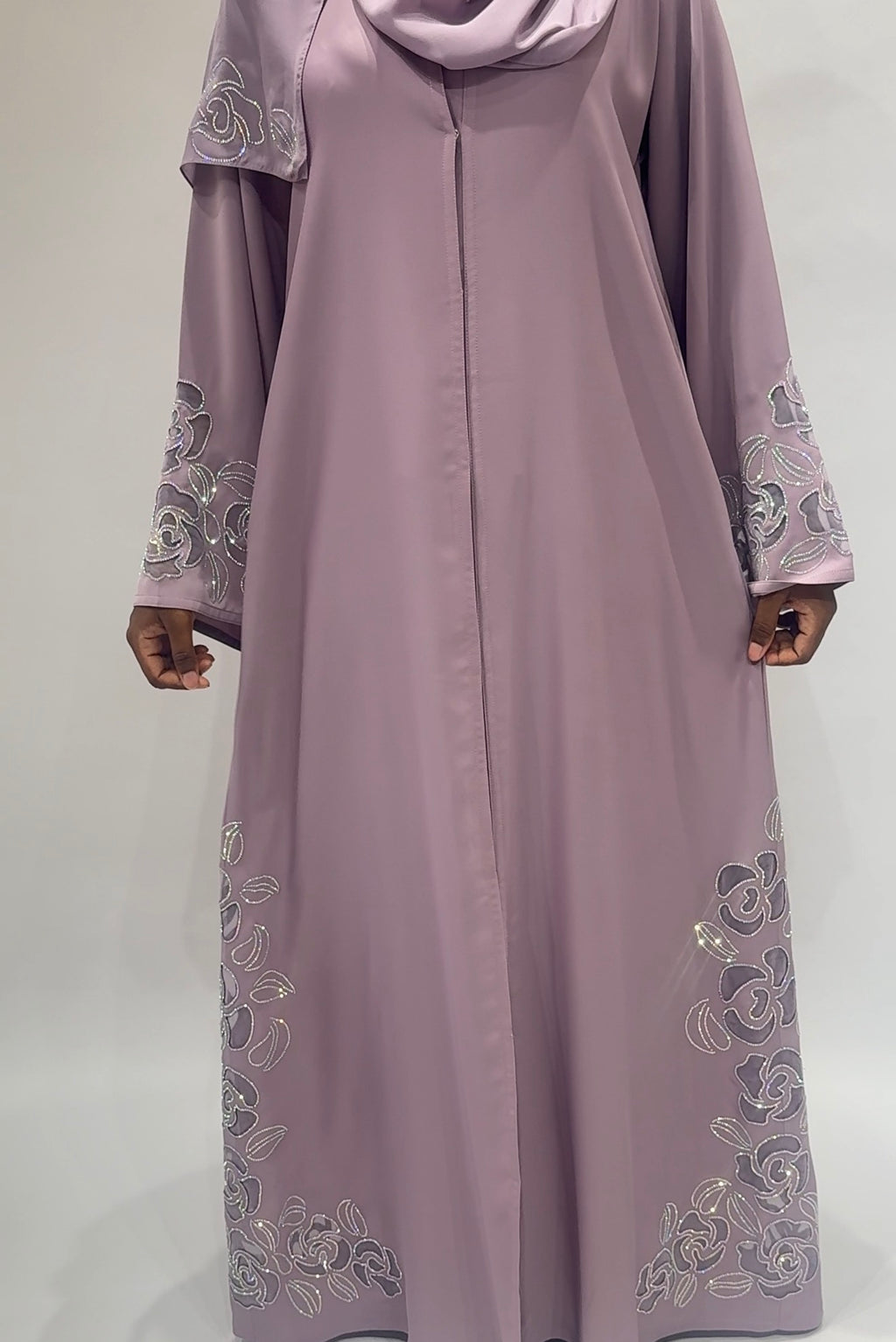 Mauve Blossom Elegance Abaya