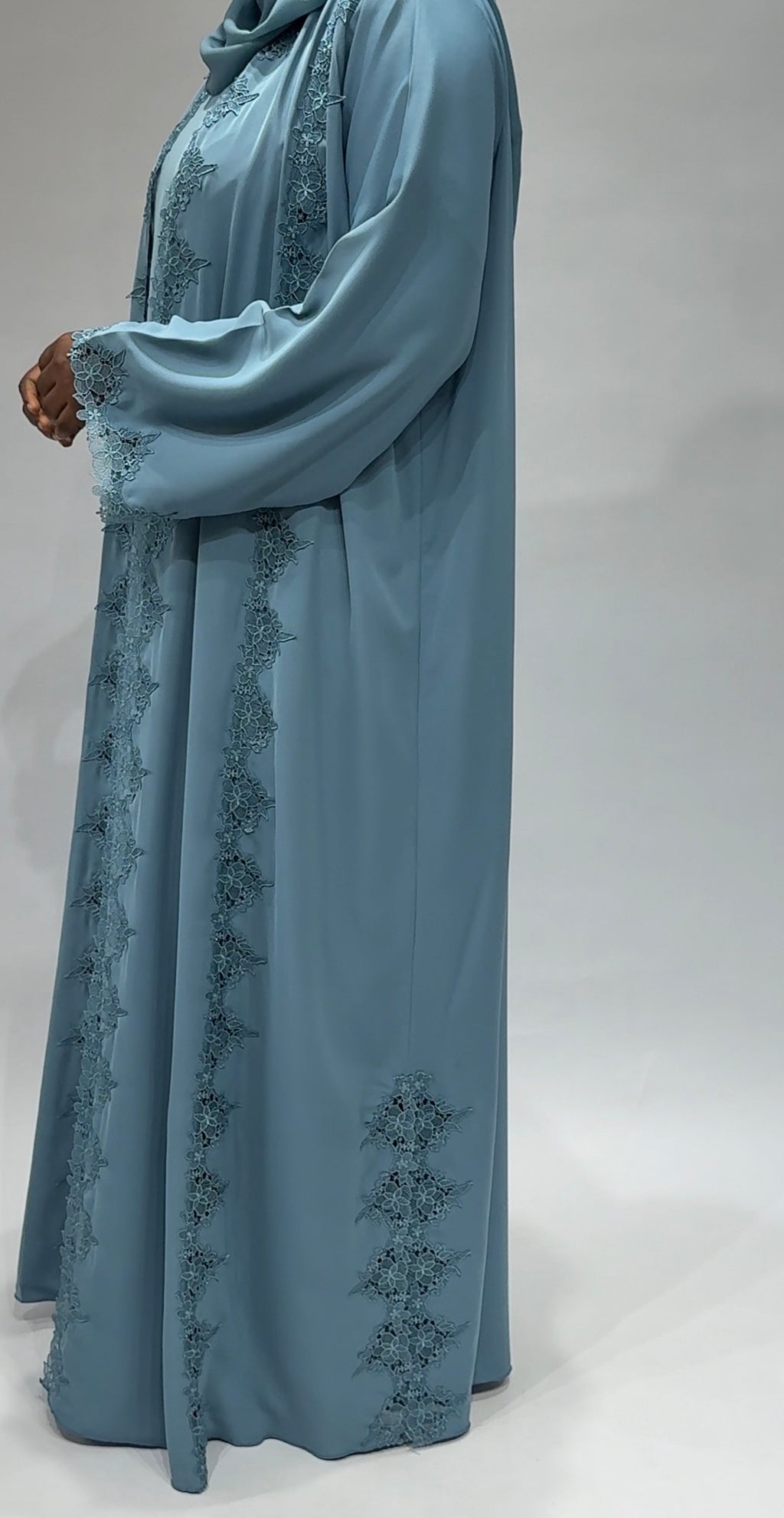 Serene Blue Lace Abaya