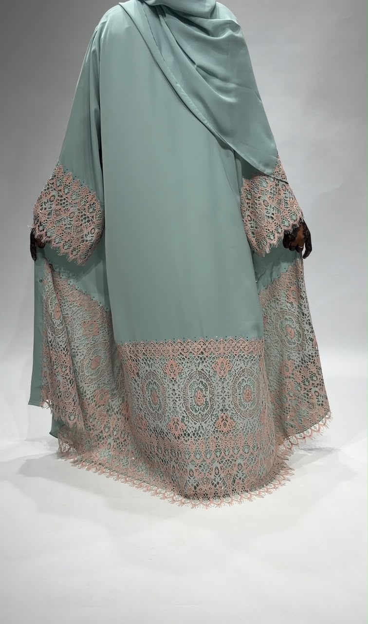 Sage Blush Lace Exclusive-Abaya