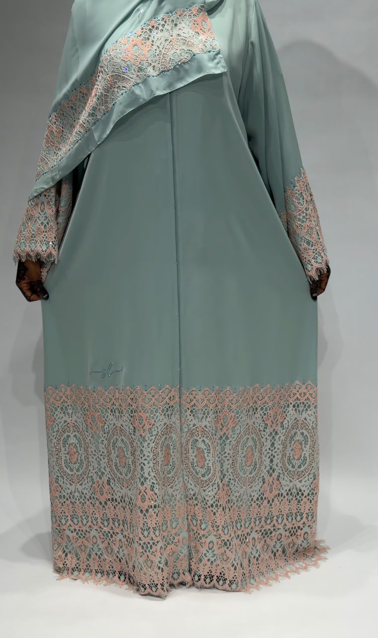 Sage Blush Lace Exclusive-Abaya