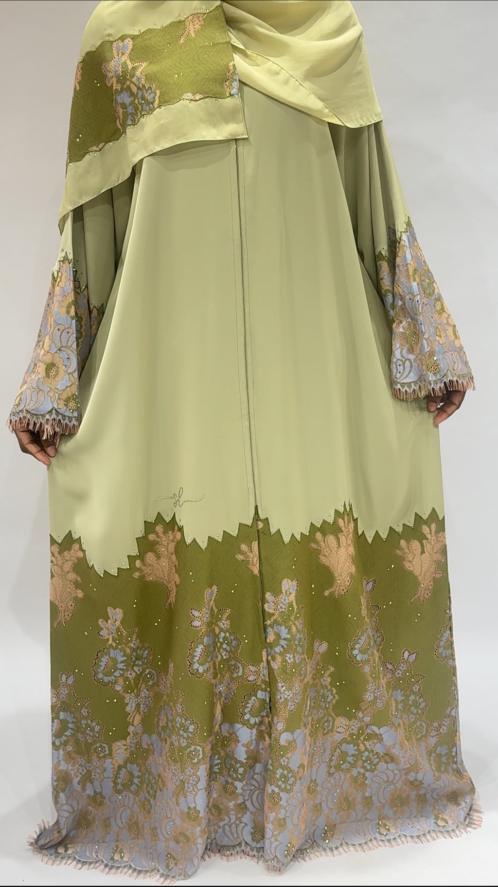 Sage Bloom Lace Exclusive-Abaya