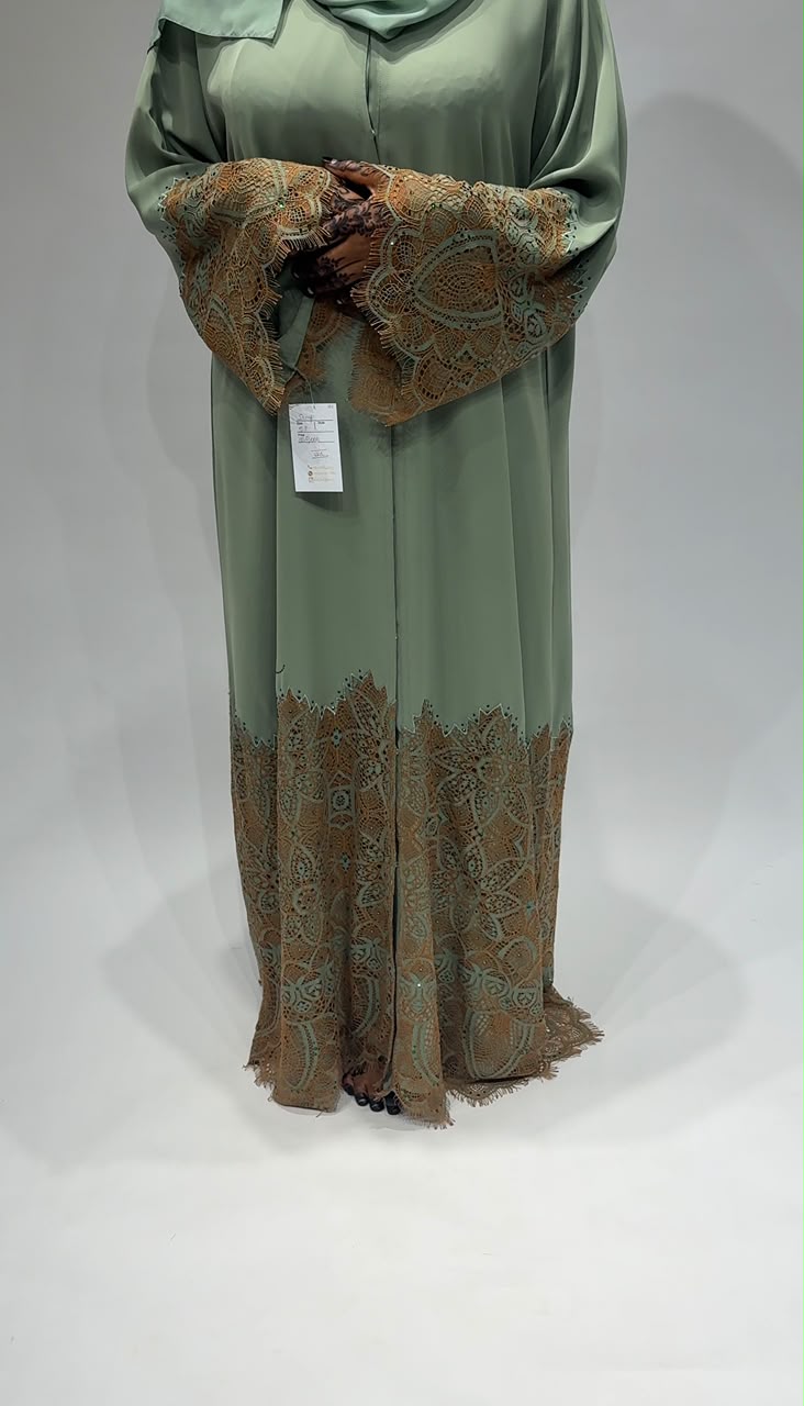Sage lace Exclusive Abaya