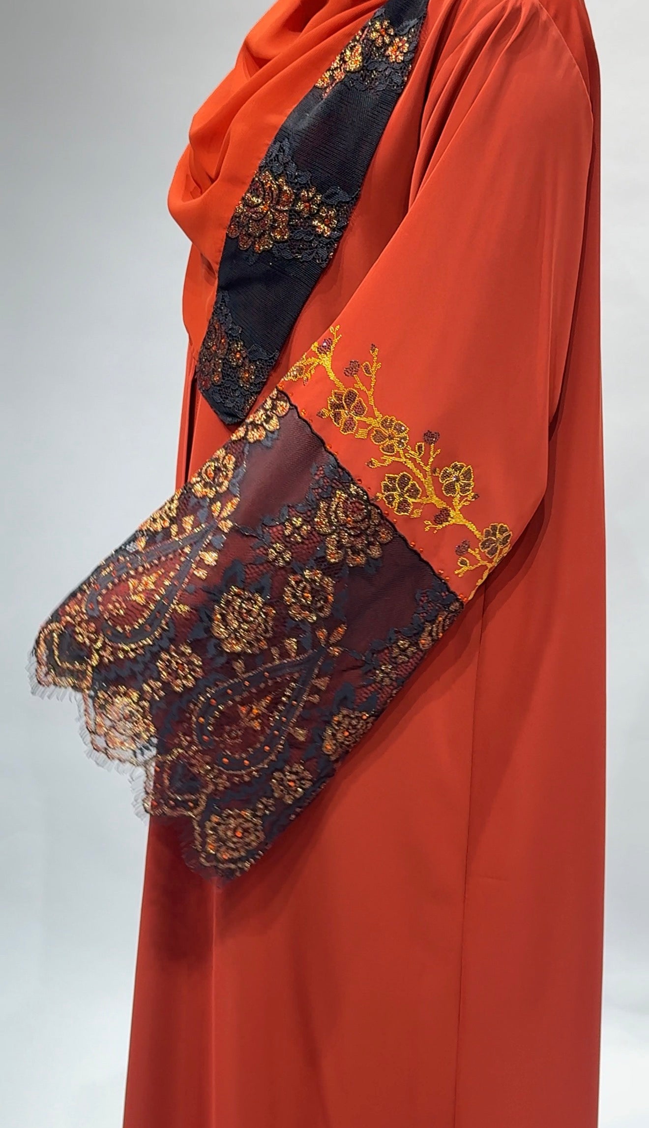 Ember Noir Lace Korean nidha Abaya
