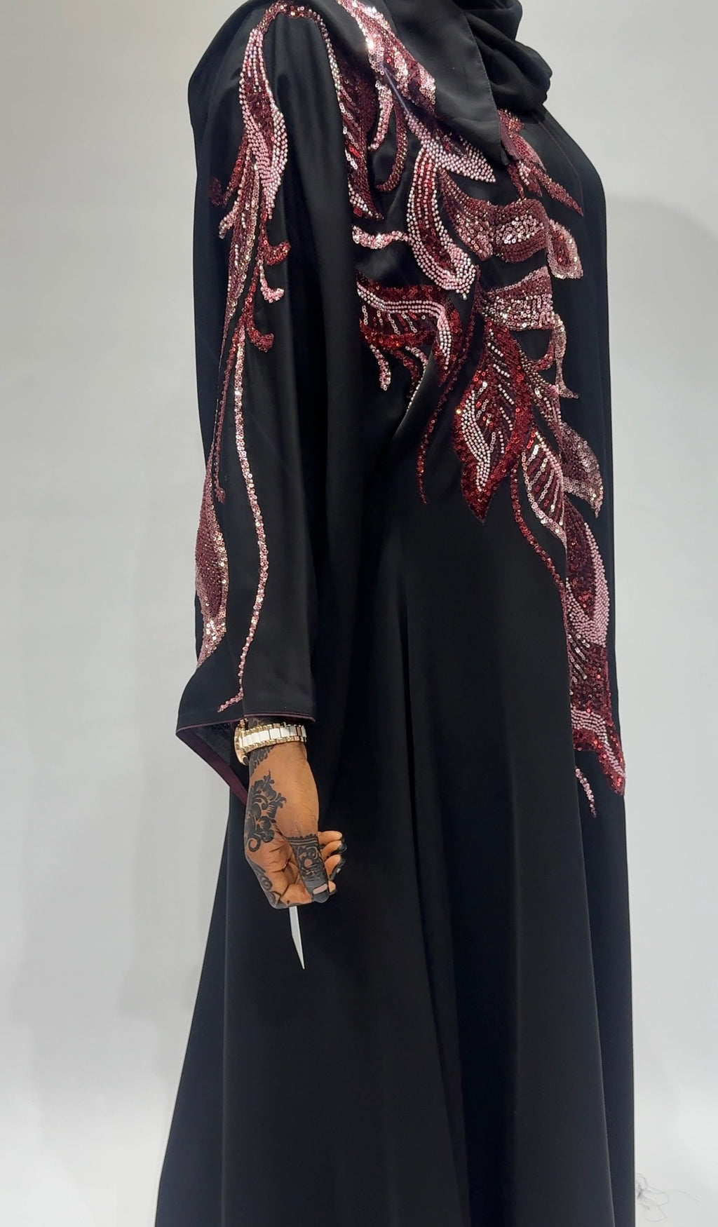Midnight rose pink Abaya