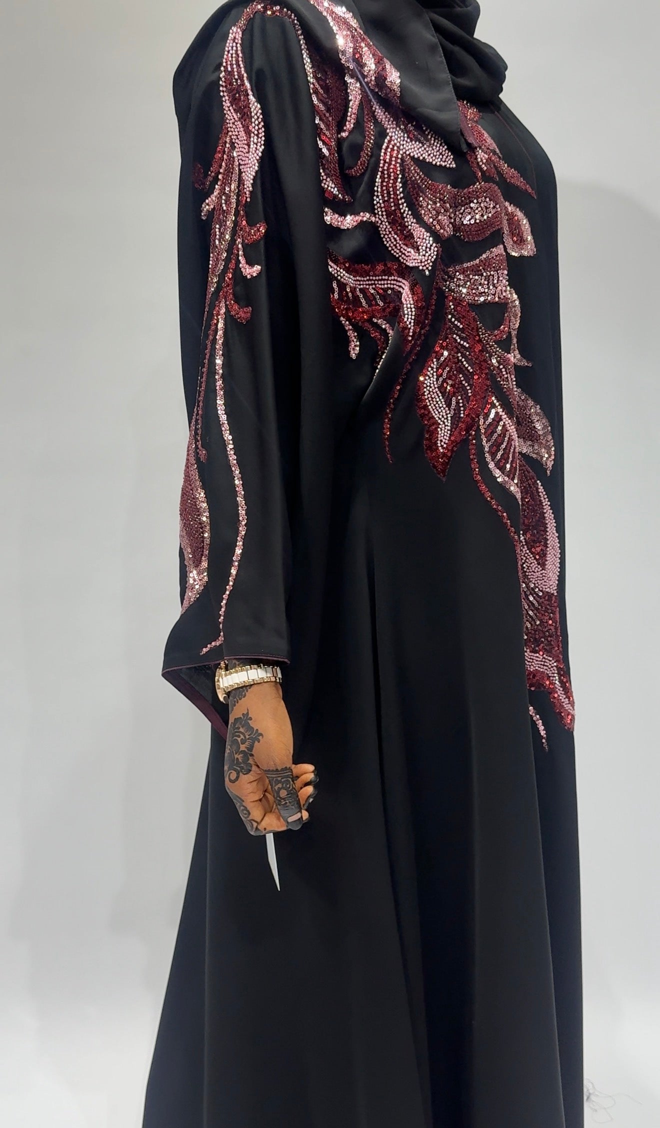 Midnight rose pink Abaya