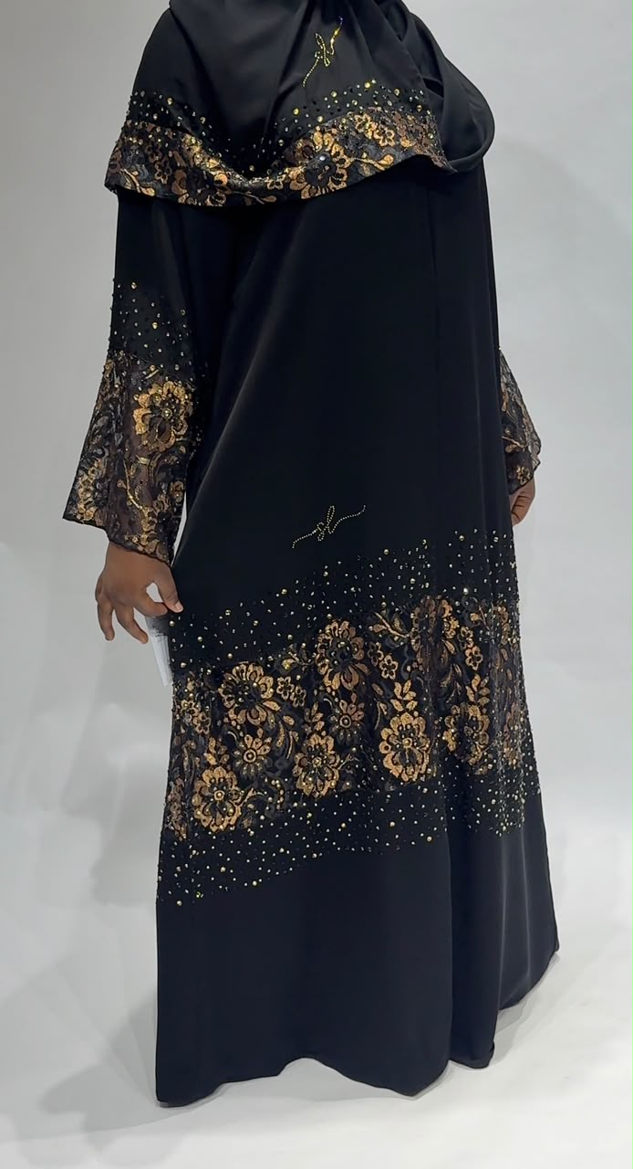 Midnight Gold lace Exclusive-Abaya
