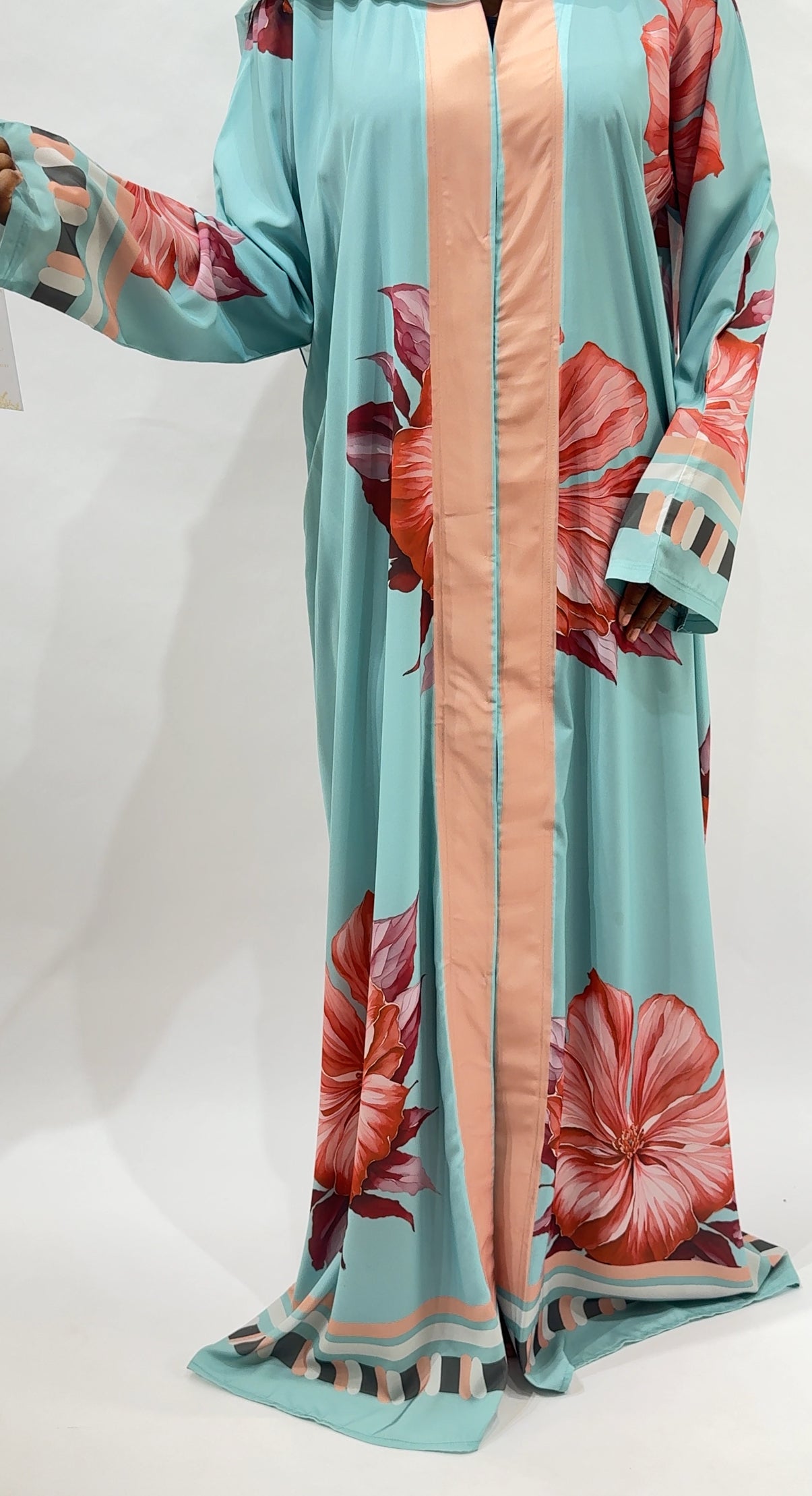 The Aqua Floral Panel Abaya