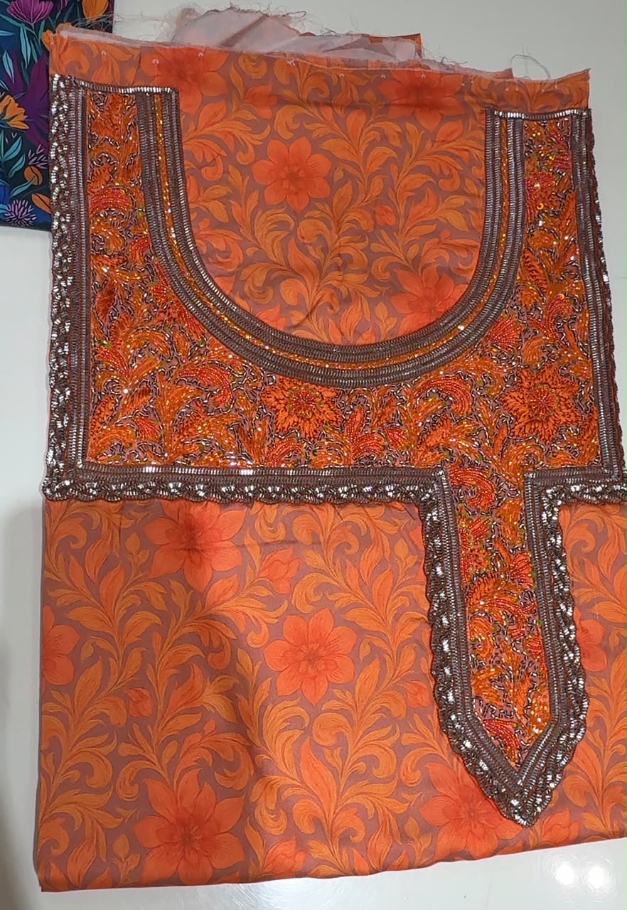 Burnt Sienna Embellished Mukhawar – Unstitched