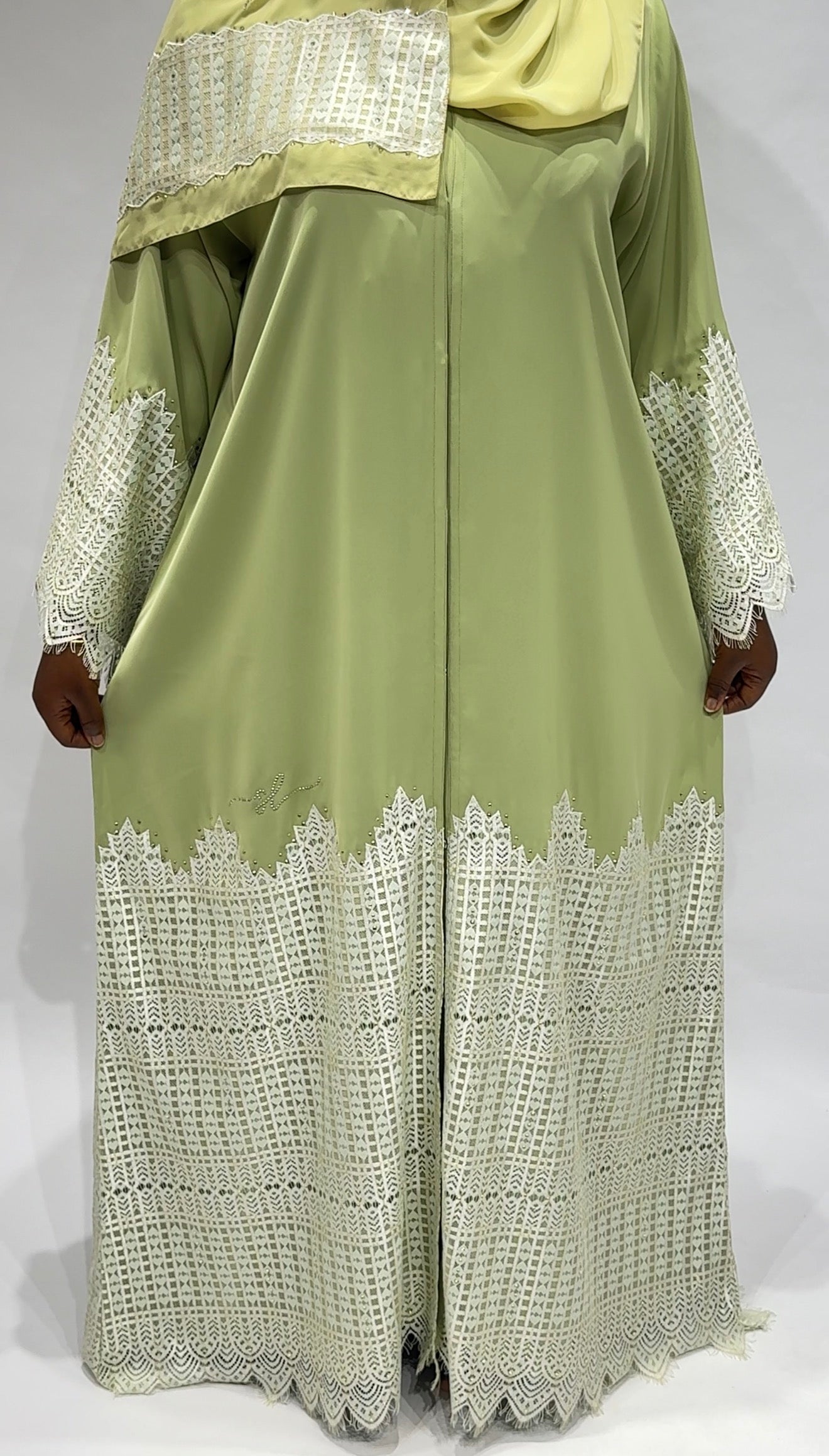 Mint Green lace Exclusive-Abaya