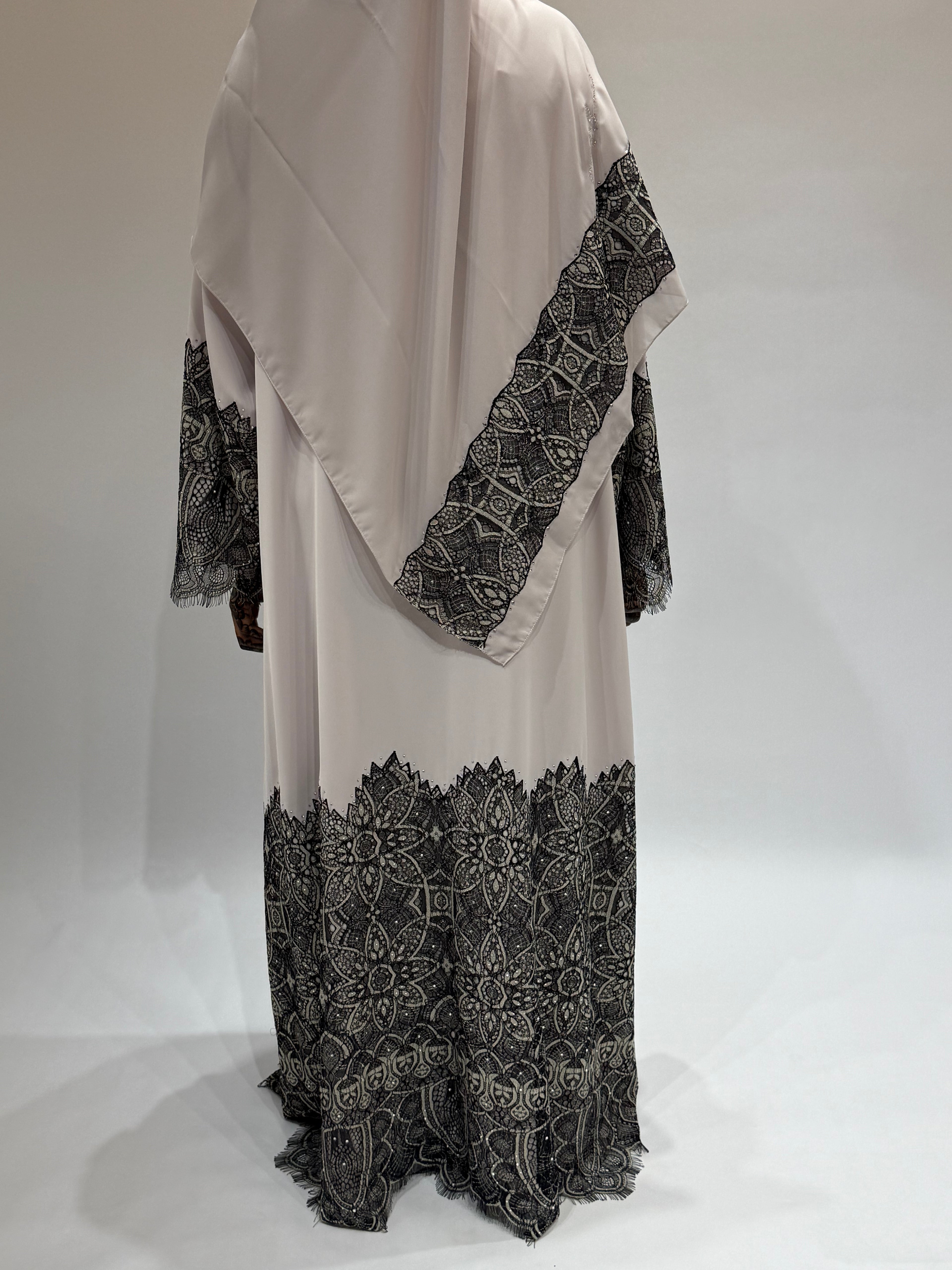 Ivory Elegance Lace Exclusive-Abaya