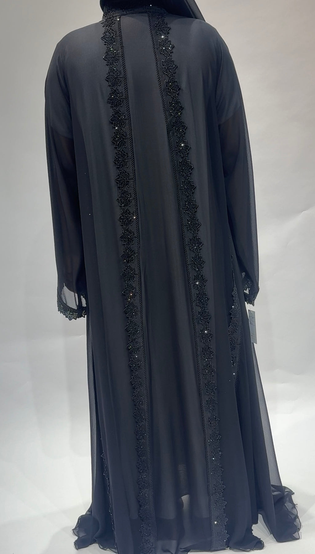 Black transparent chiffon Abaya no inner