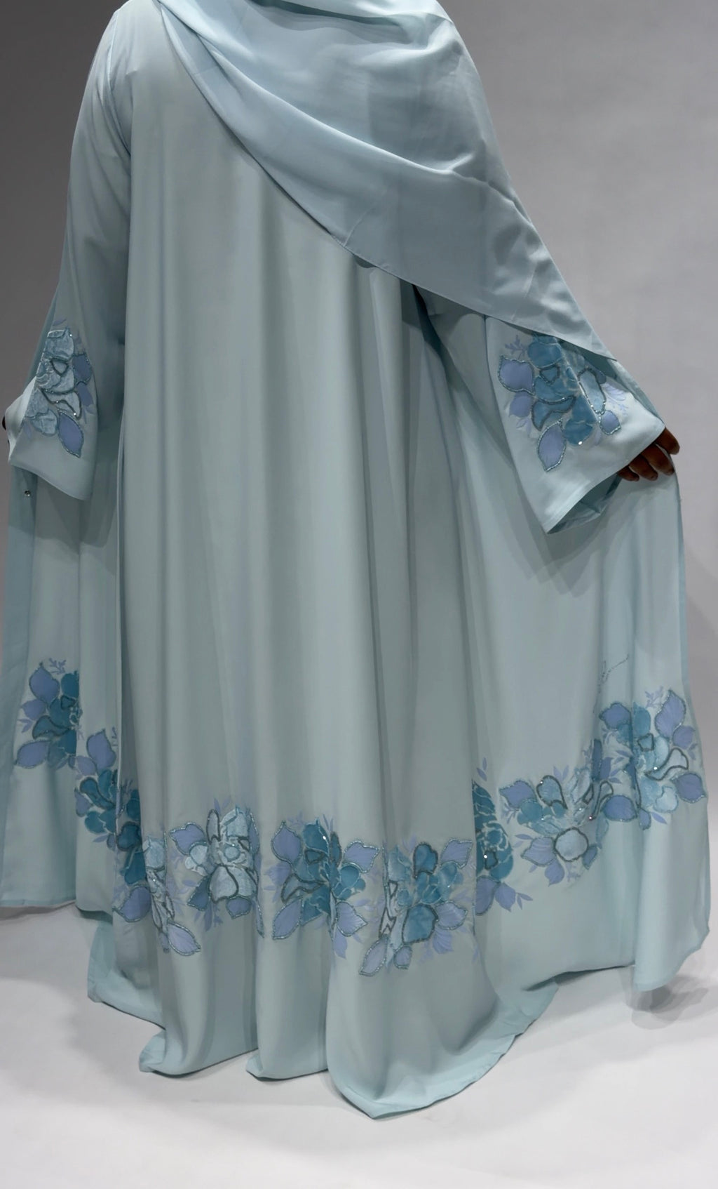 Serene Blue Blossom Exclusive-Abaya