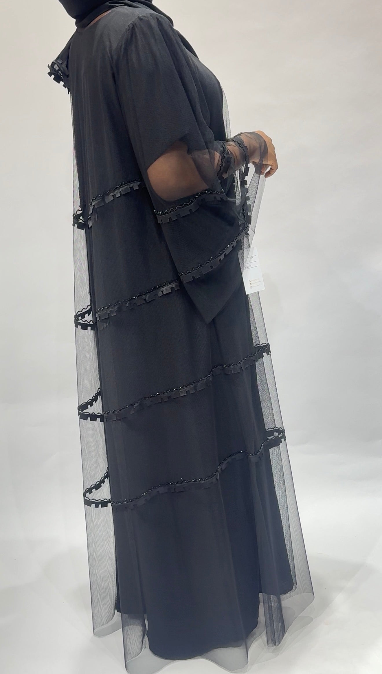Transparent Black Abaya no inner
