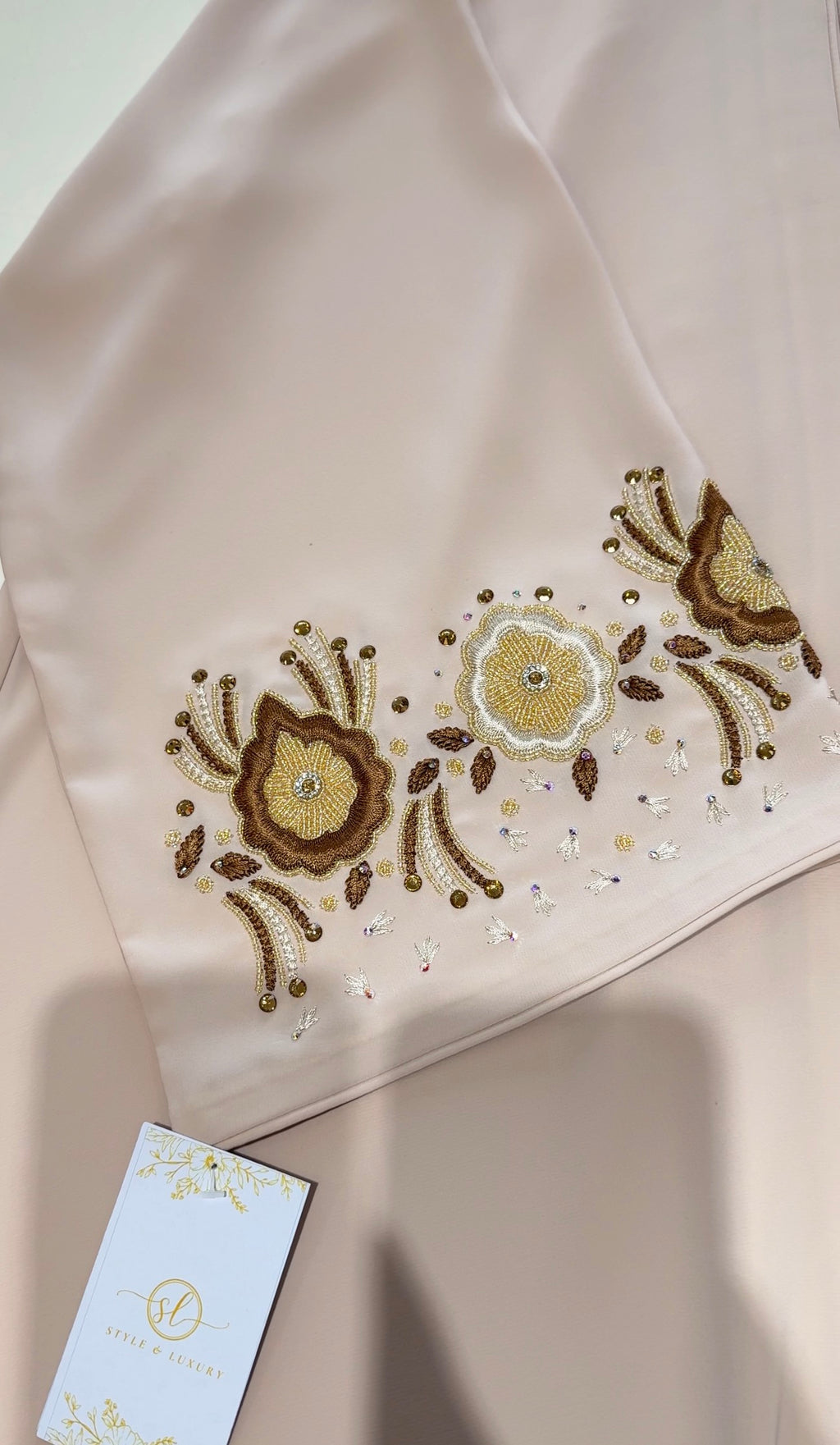 Ivory gold sleeve design Abaya