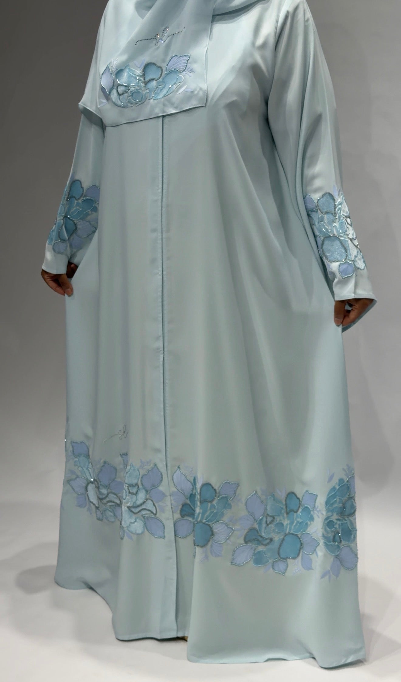 Serene Blue Blossom Exclusive-Abaya