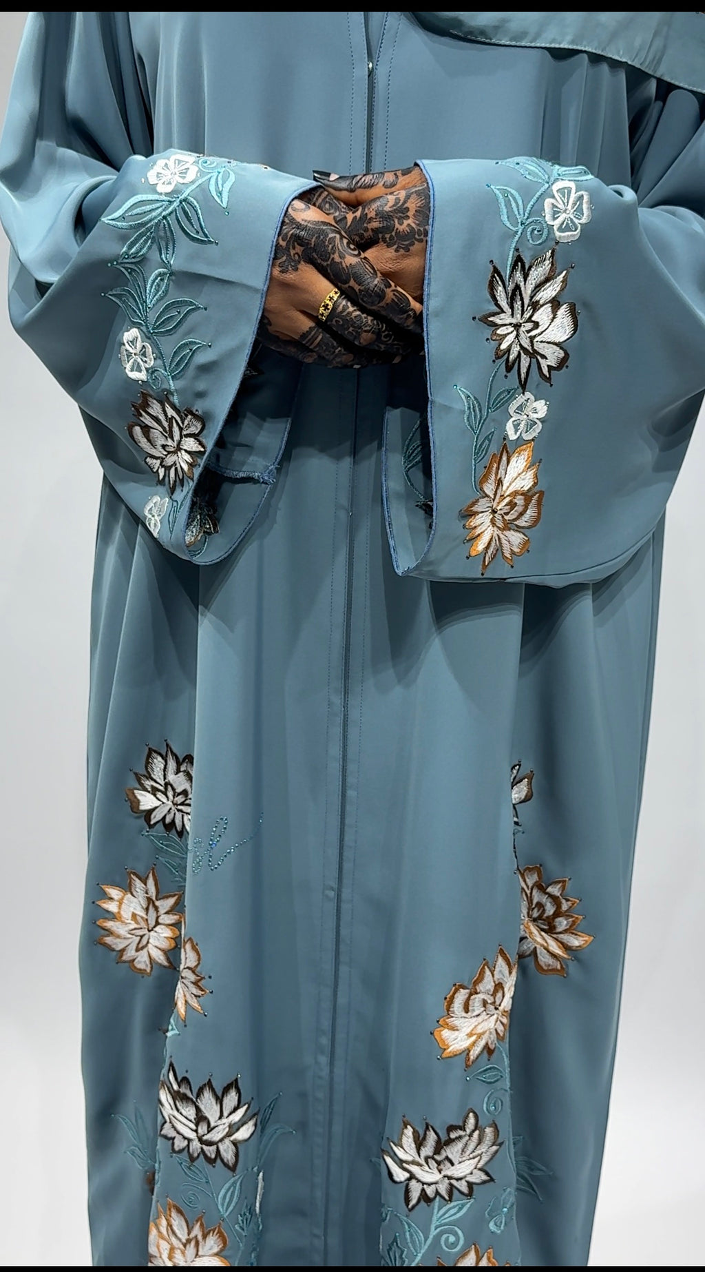 Ocean Bloom Embroidered Abaya