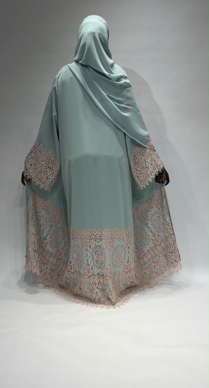 Sage Blush Lace Exclusive-Abaya