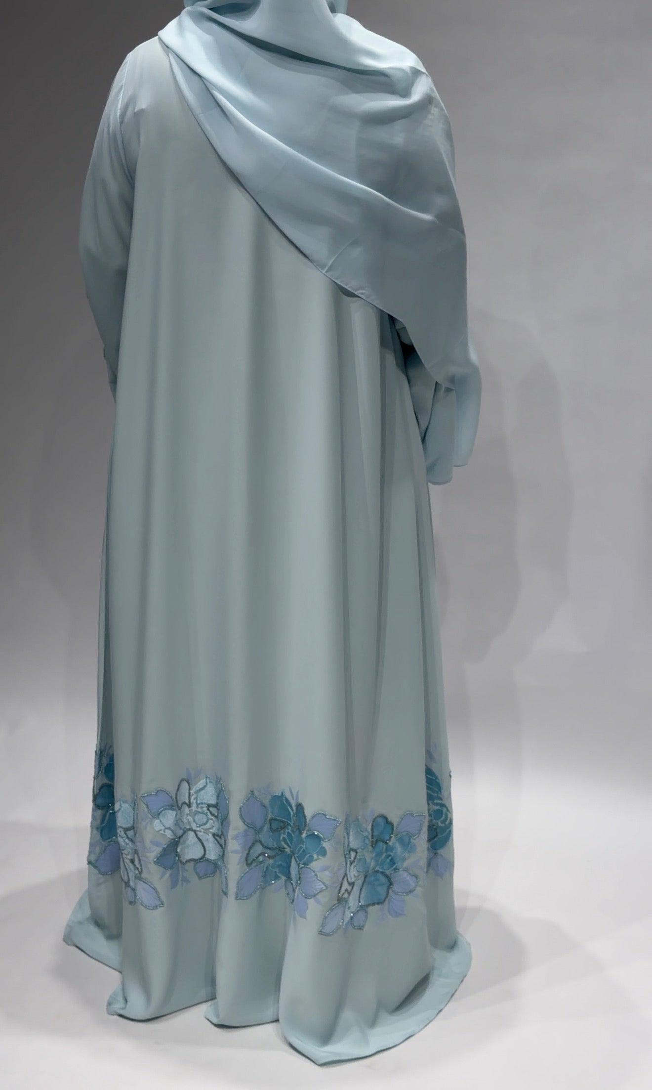 Serene Blue Blossom Exclusive-Abaya