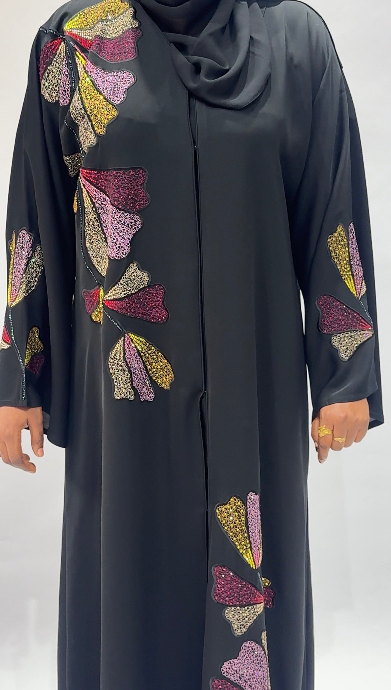 Midnight Petal Luxe Abaya