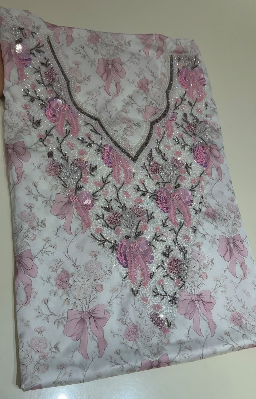 Rose Embellished Mukhawar – Unstitched