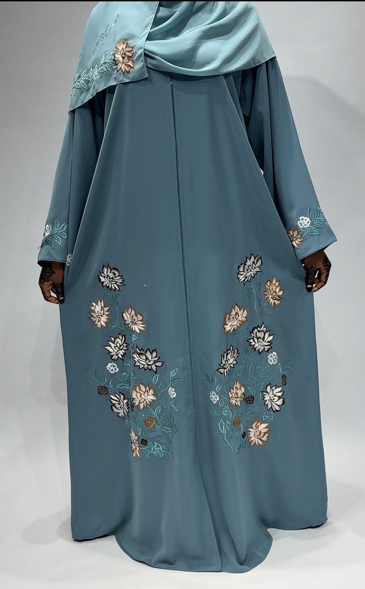 Ocean Bloom Embroidered Abaya