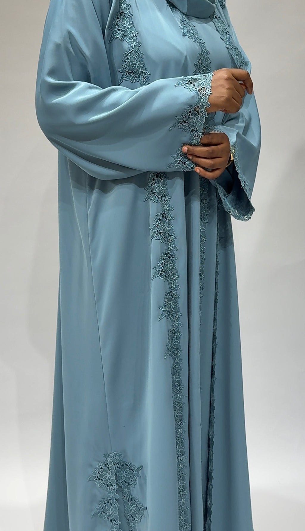 Serene Blue Lace Abaya