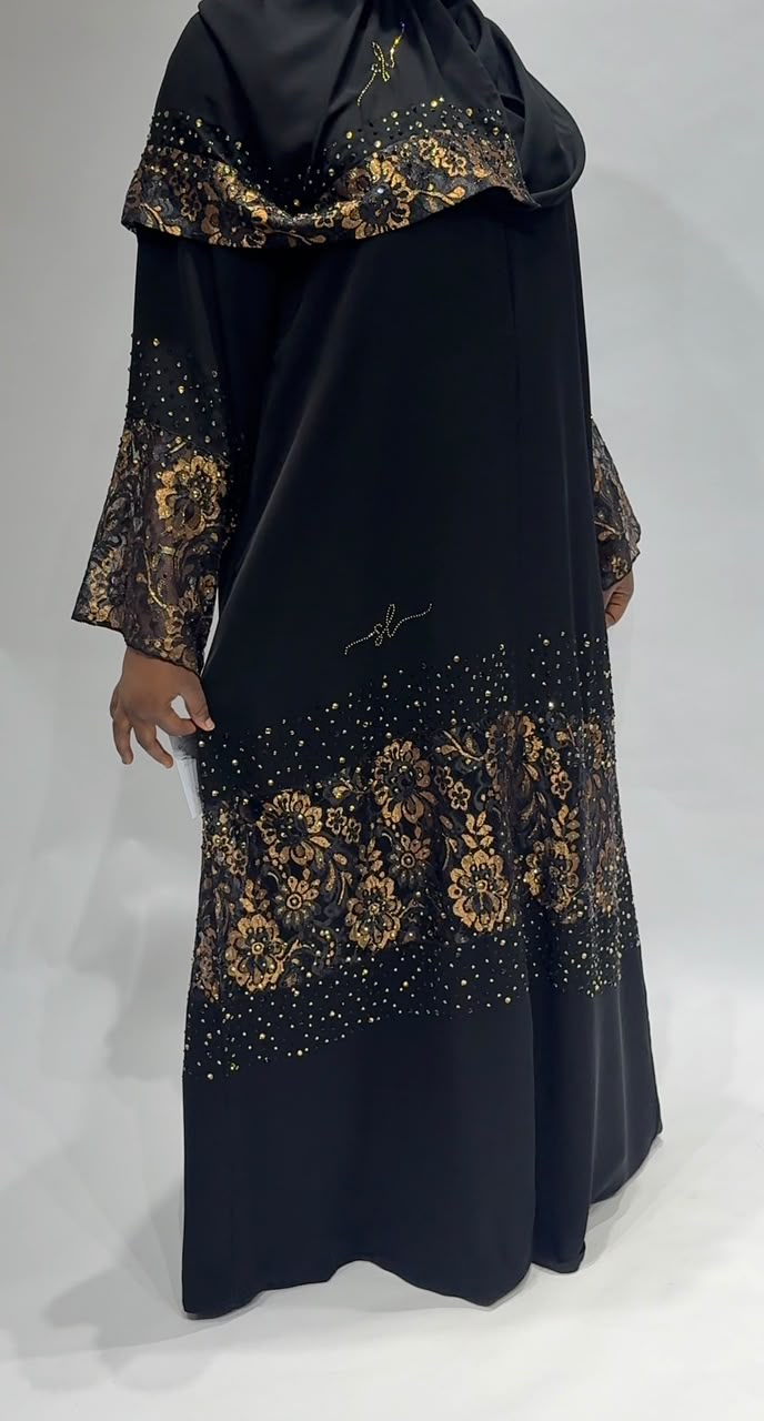 Midnight Gold lace Exclusive-Abaya