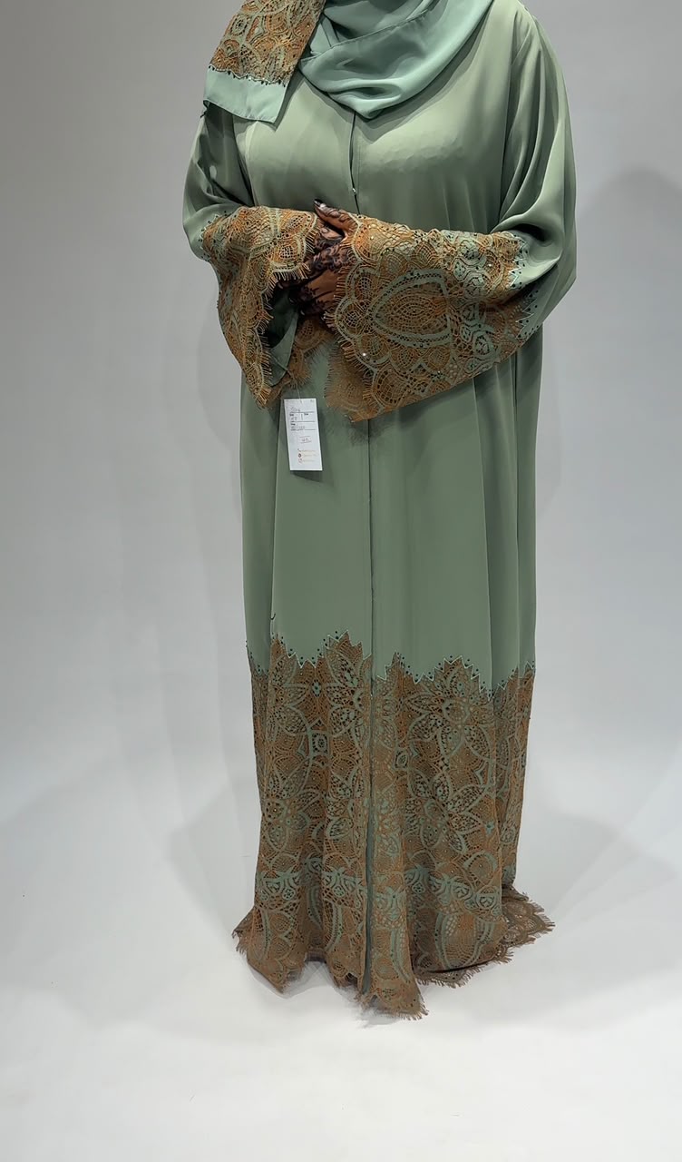 Sage lace Exclusive Abaya