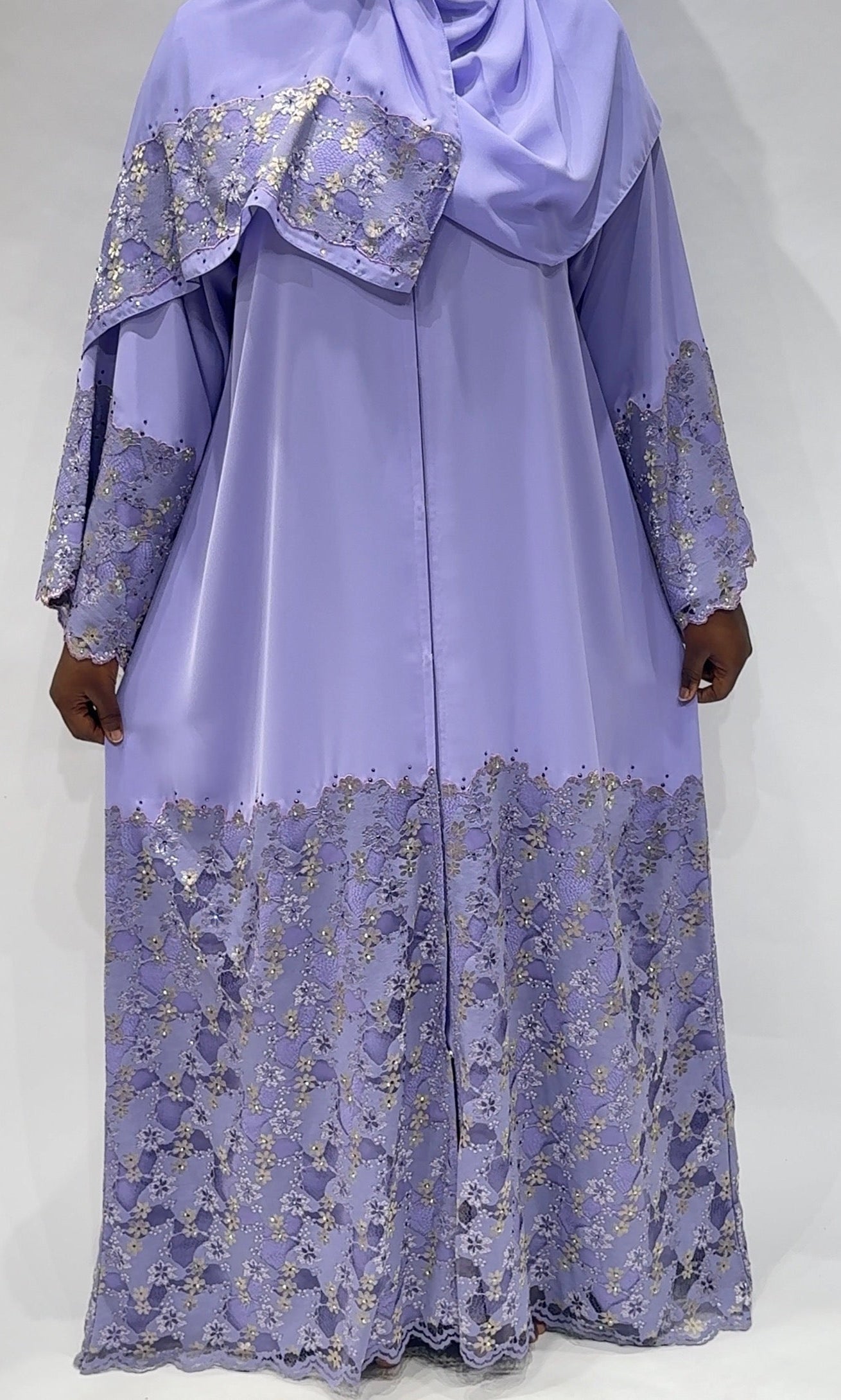 Lavender Stoned Lace Exclusive-Abaya