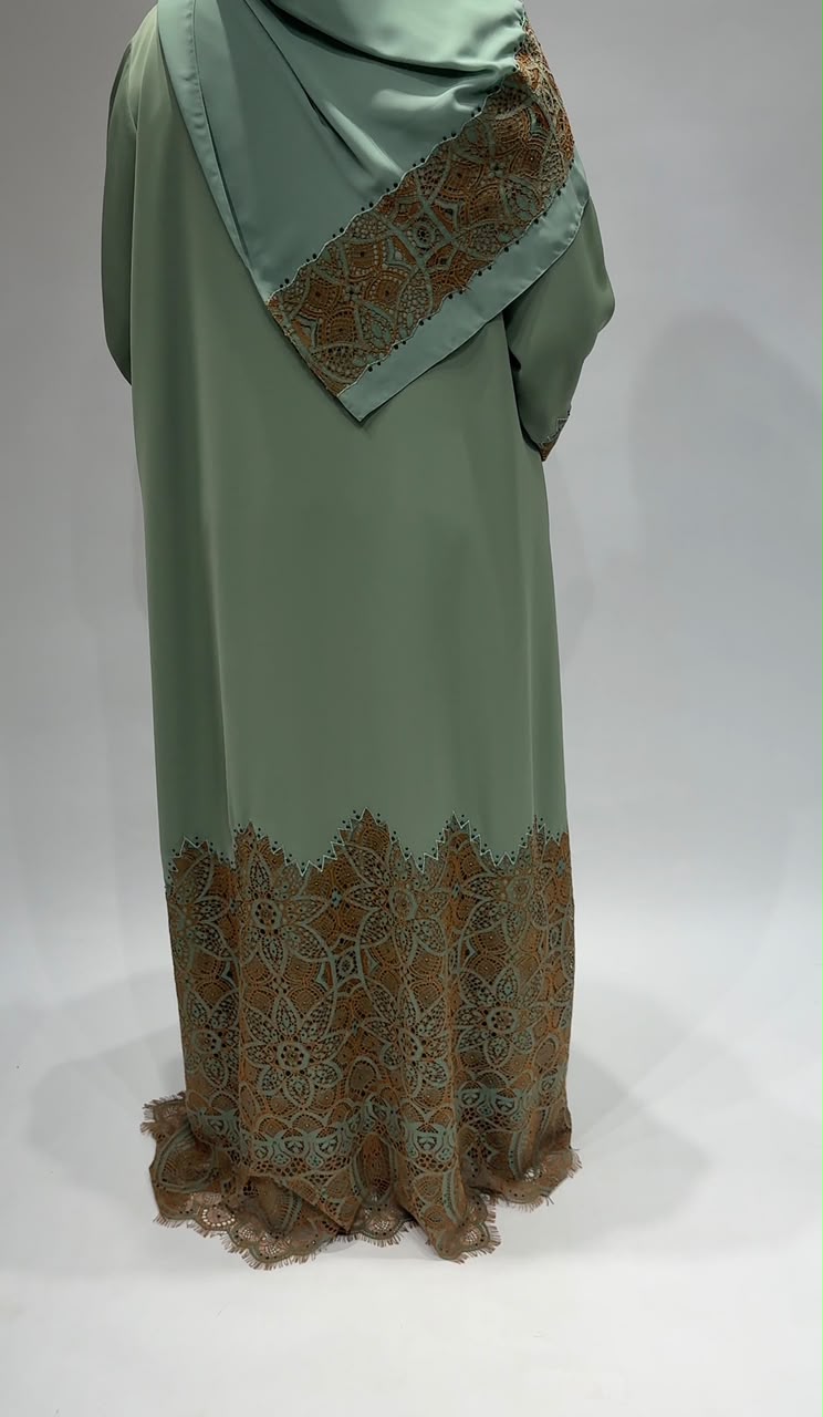 Sage lace Exclusive Abaya