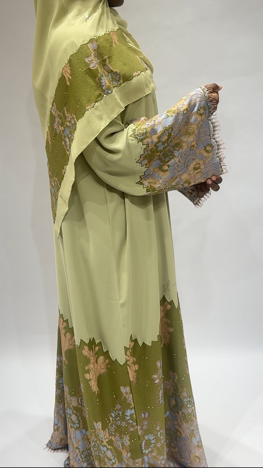 Sage Bloom Lace Exclusive-Abaya