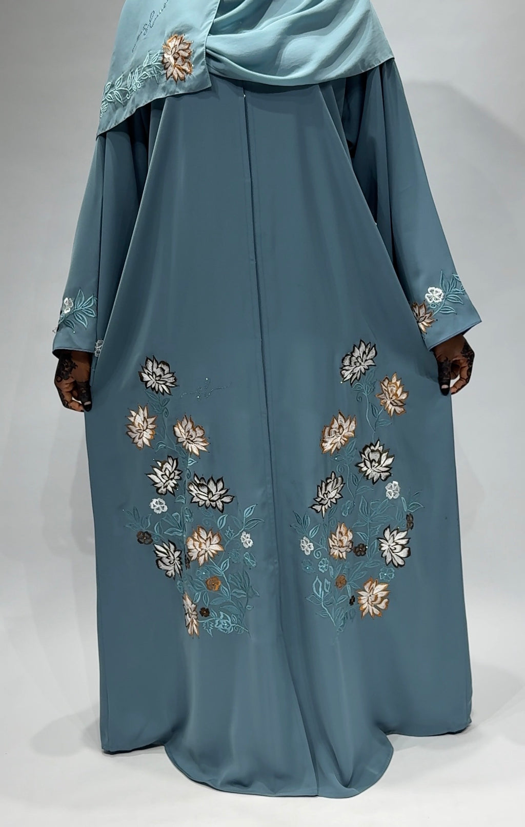 Ocean Bloom Embroidered Abaya
