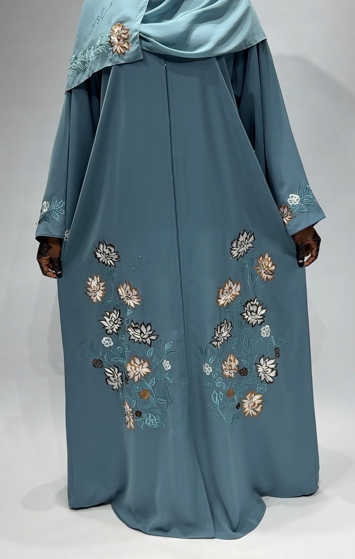 Ocean Bloom Embroidered Abaya