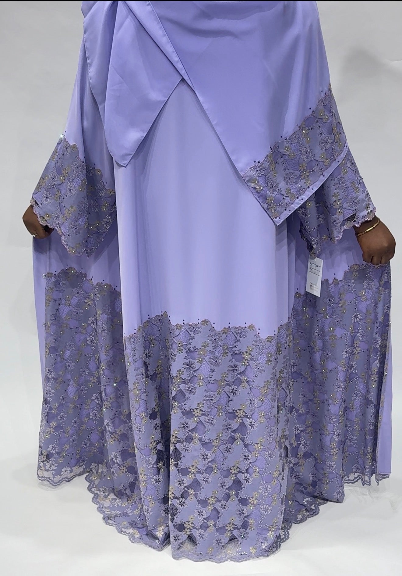 Lavender Stoned Lace Exclusive-Abaya