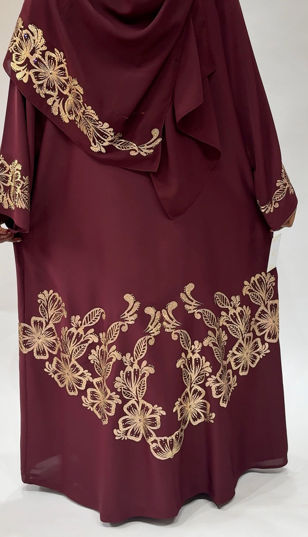 Maroon Abaya with Design& Matching Hijab Exclusive-Abaya